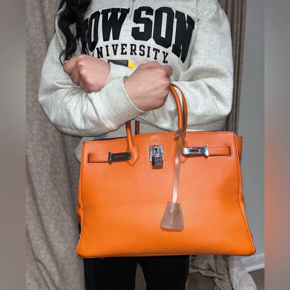 Leather Handbag Orange No Brand